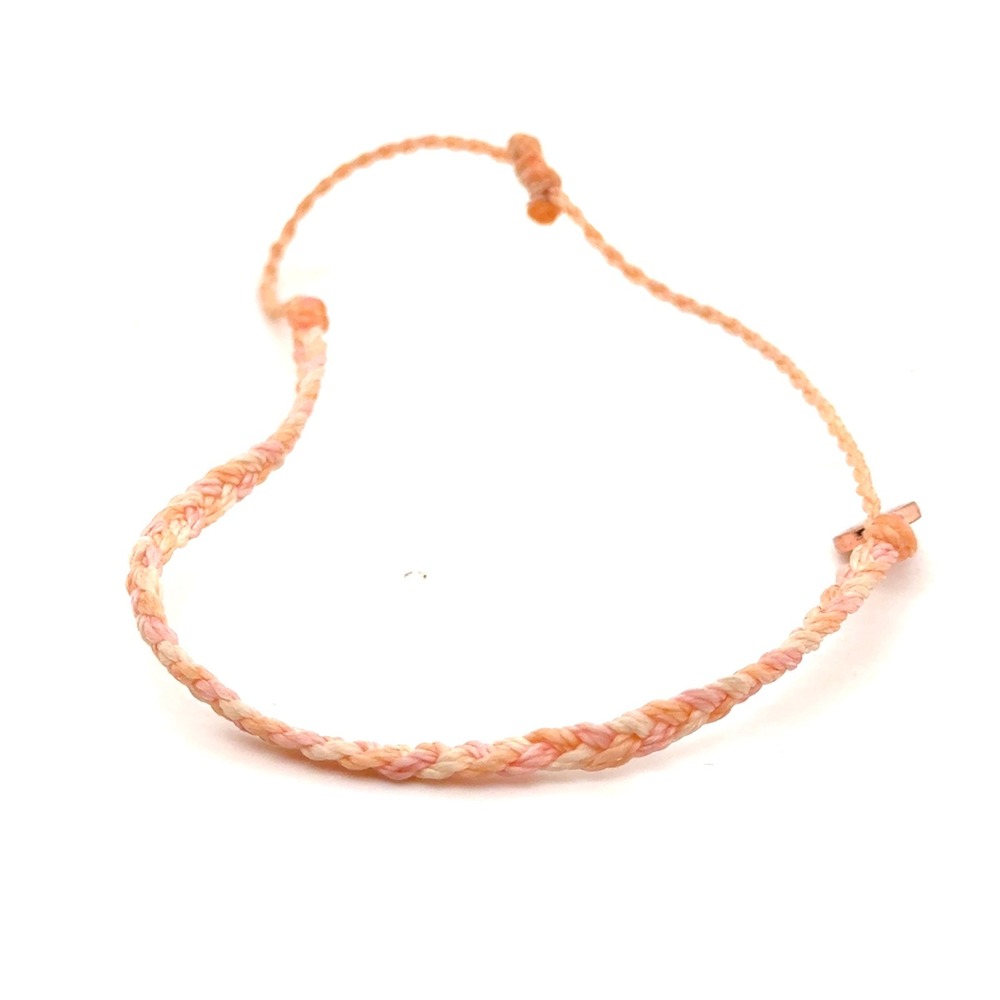 Pura Vida Braided Bracelet Peach Coral Sunset Rose Gold Charm Adjustable